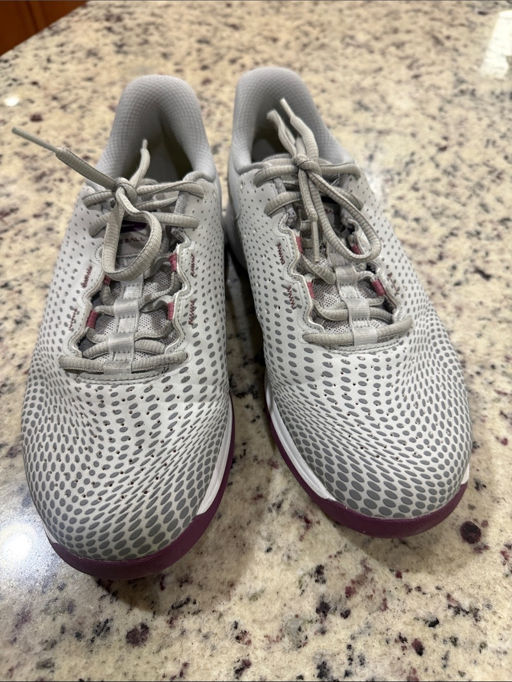 Skechers Light Gray Running Shoes with Purple Accent